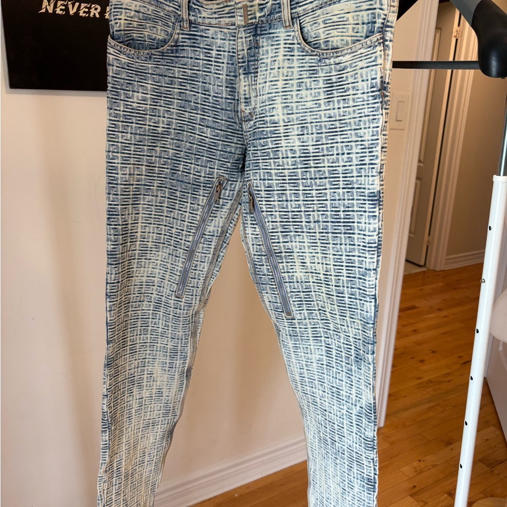 Givenchy Blue and White Patterned Men Jeans